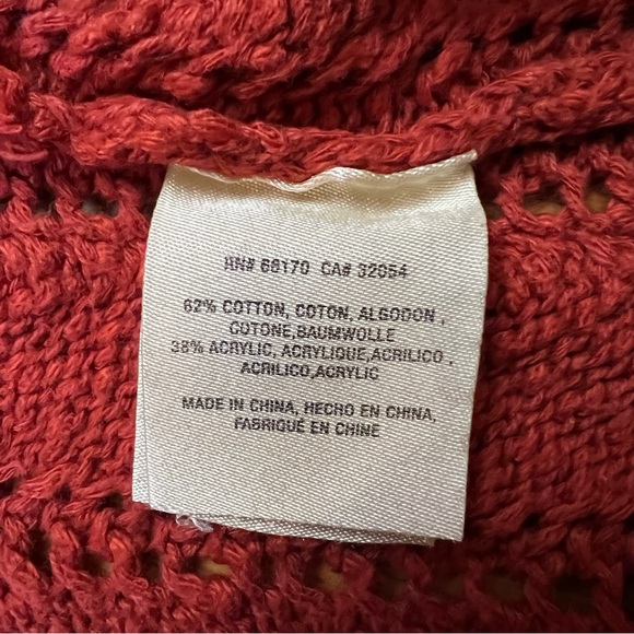 MEADOW RUE ANTHROPOLOGIE XS Rust Orange Crochet Knit Cardigan Sweater Jacket Top - Picture 8 of 9
